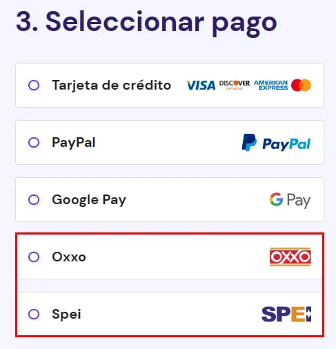 Logotipos de OXXO y SPEI métodos de pago mexicanos